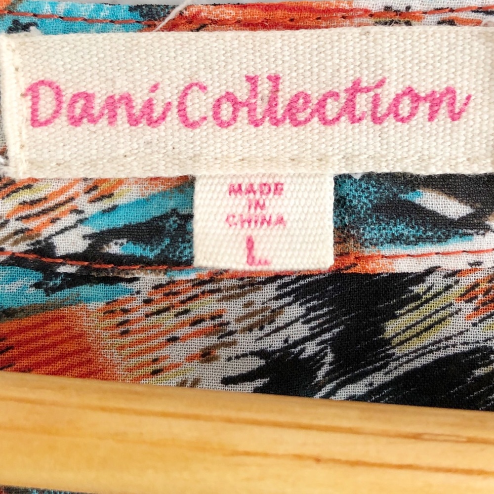 Dani Collection Colorful Patterned Top Sz Large - image 7